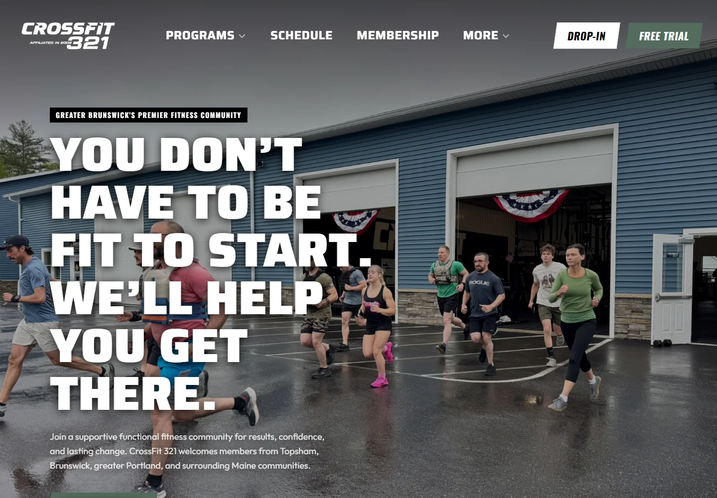 CrossFit321 website introducing the gym and its training offerings